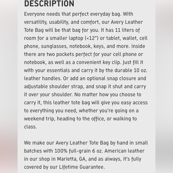 Goforthgoods "Avery" Tote, Medium, Mocha - Picture 4 of 12